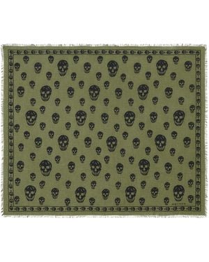 McQueen Modal-Silk Skull Scarf - Green