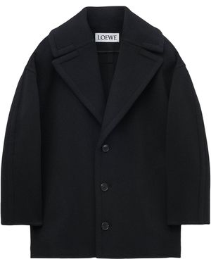 Loewe Wool Single-Breasted Coat - Black