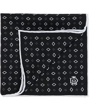 dunhill Mulberry Silk Polka Dot Pocket Square - Black
