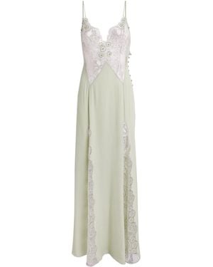 Rosamosario Silk Georgette Regina Effat Maxi Slip Dress - White