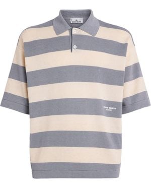 Stone Island Cotton-Linen Stripe Polo Shirt - Grey