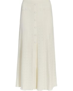 Sandro Pointelle-Knit Midi Skirt - White