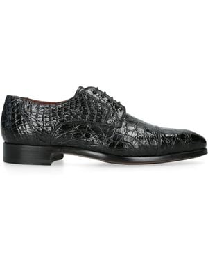 Magnanni Crocodile Leather Oxford Shoes - Black