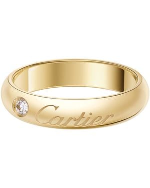 Cartier And Diamond C De Curved Wedding Ring - Metallic