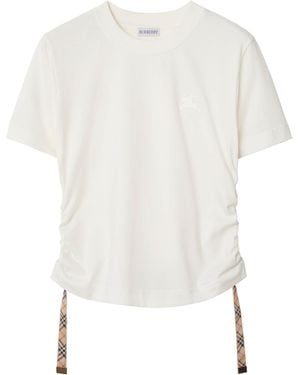 Burberry Cotton Gathered Ekd T-Shirt - White