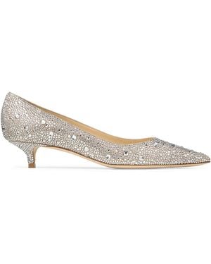 Jimmy Choo Amelia Leather Embellised Court Shoes - Metallic