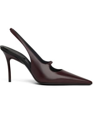 Alaïa Leather Drop Slingback Court Shoes 80 - Brown