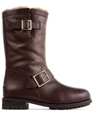 Jimmy Choo Biker Mid Leather Boots - Brown