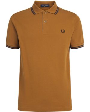 Fred Perry Cotton Twin Tipped Polo Shirt - Brown