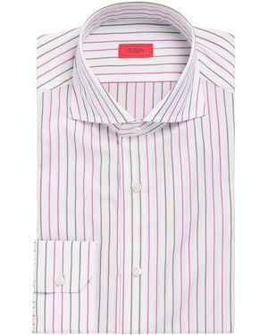 Isaia Egyptian Cotton Stripe Shirt - White