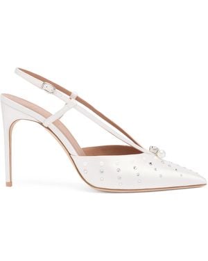 Malone Souliers Satin Moore Slingback Heels 90 - White