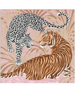 Cartier Silk Panthère And Tigre Square Scarf - Metallic