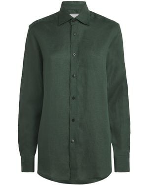 With Nothing Underneath Linen The Boyfriend Shirt - Green