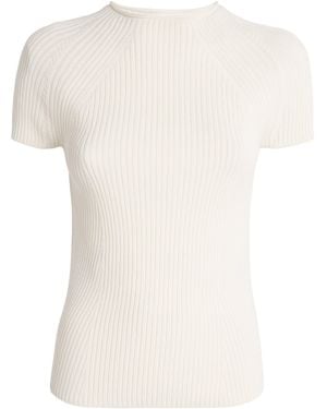 MAX&Co. Ribbed Short-Sleeve Sweater - White