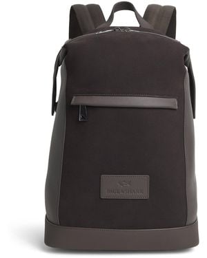 Paul & Shark Suede-Leather Logo Backpack - Black