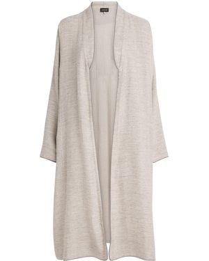 Eskandar Linen-Blend Longline Cardigan - White