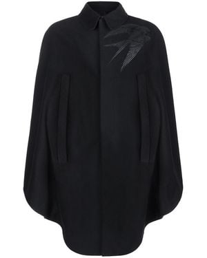 McQueen Swallow Cape Coat - Black