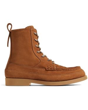 Bottega Veneta Suede Lace-Up Boots - Brown