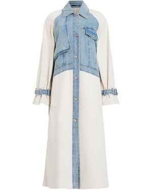 AllSaints Denim-Panelled Dayly Trench Coat - Blue