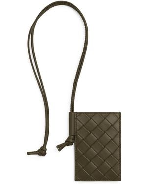 Bottega Veneta Leather Intrecciato Badge Holder - Green