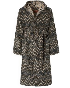 Missoni Towelling Zigzag Azul Robe - Grey
