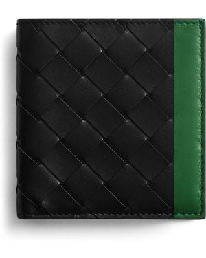 Bottega Veneta Leather Slim Intrecciato Bifold Wallet - Black