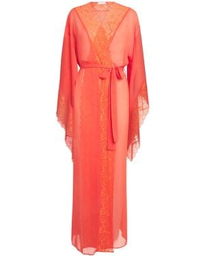 Bocan Silk Chiffon Long Robe - Red
