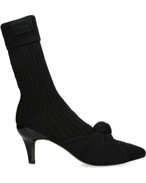Chloé Knitted Suzie Heeled Boots 60 - Black