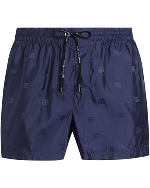 Dolce & Gabbana Jacquard Logo Swim Shorts - Blue