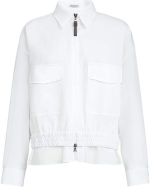 Brunello Cucinelli Cotton Zip-Up Jacket - White