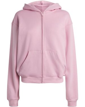 Skims Cotton-Blend Fleece Zip-Up Hoodie - Pink