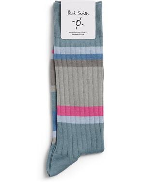 Paul Smith Ribbed Stripe Socks - Blue
