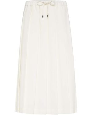 Brunello Cucinelli Techno Virgin Wool-Blend Track Skirt - White
