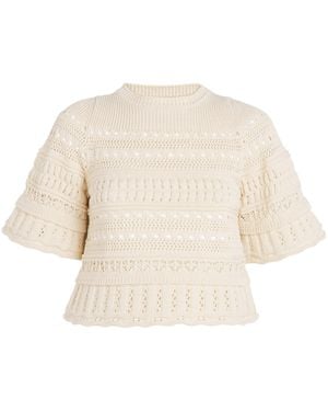 Weekend by Maxmara Cotton Crochet Crop Top - Natural