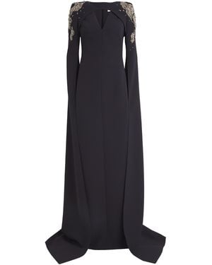Safiyaa Cape-Detail Sarita Gown - Black