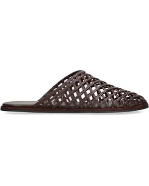 Neous Leather Woven Atik Slides - Brown
