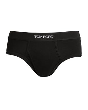 Tom Ford Stretch-Cotton Logo Briefs - Black