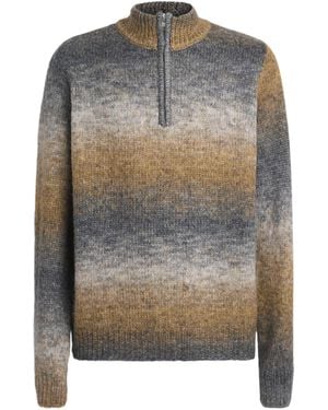 Won Hundred Knitted Stripe Quarter-Zip Sweater - Grey