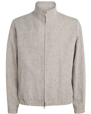 Yves Salomon Linen Zip-Up Jacket - Grey