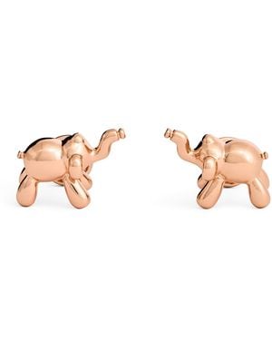 Babette Wasserman Rose-Plated Elephant Cufflinks - Pink