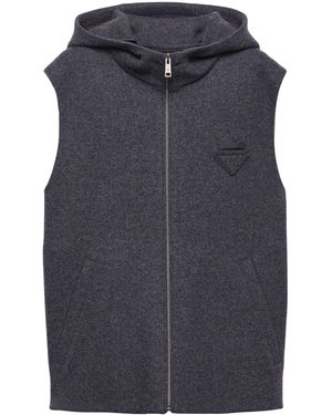 Prada Wool-Cashmere Hooded Gilet - Blue