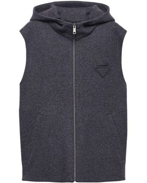 Prada Wool-Cashmere Hooded Gilet - Blue