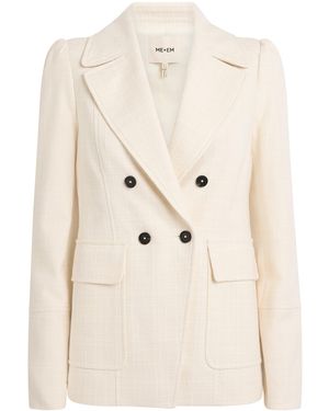 ME+EM Cotton-Blend Textured Blazer - Natural
