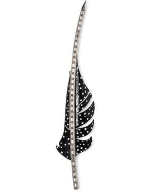 Tom Ford Crystal-Embellished Feather Brooch - White