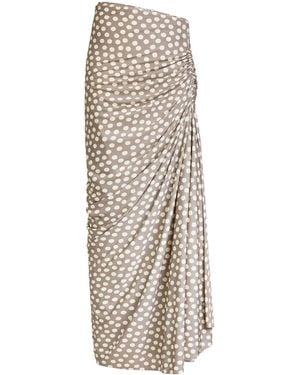 Alaïa Gathered Polka-Dot Maxi Skirt - Natural
