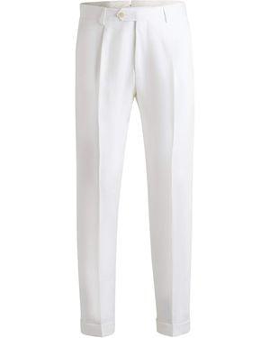 BOSS Linen Tailored Trousers - White