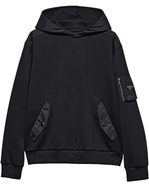 Prada Cotton-Fleece And Re-Nylon Hoodie - Black