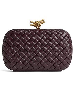 Bottega Veneta Leather Knot Minaudiere Clutch Bag - Purple