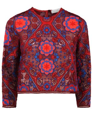 Sandro Iris Crochet Lace Top - Red