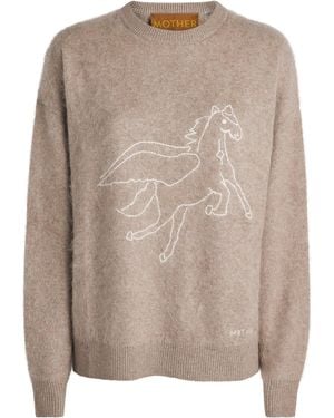 Mother Wool-Cashmere The Biggie Sweater - Brown